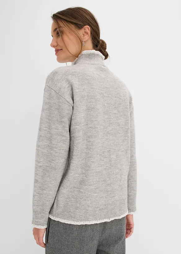 Pullover mit Stehkragen in grau von hinten (im Anschnitt) - bonprix