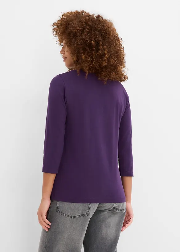 3/4-Armshirt mit reiner Bio-Baumwolle in lila von hinten (im Anschnitt) - bonprix 3/4-Armshirt mit reiner Bio-Baumwolle in lila von hinten (im Anschnitt) - bonprix