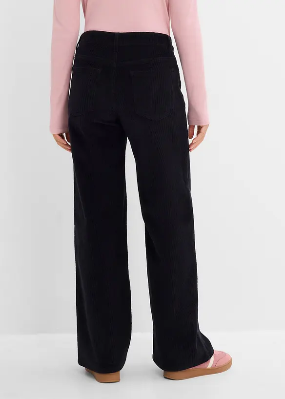 Cordhose aus elastischem Baumwoll-Mix in schwarz von hinten - bonprix