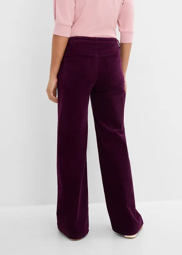 Cordhose aus elastischem Baumwoll-Mix in lila von hinten - bonprix