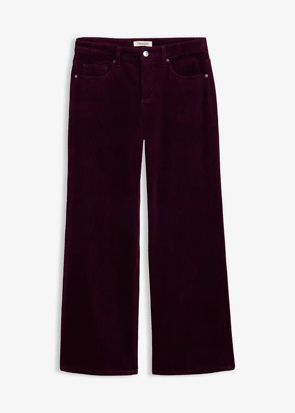 Cordhose aus elastischem Baumwoll-Mix in lila von vorne - bonprix