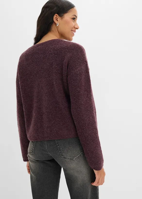 Strickjacke in lila von hinten (im Anschnitt) - bonprix