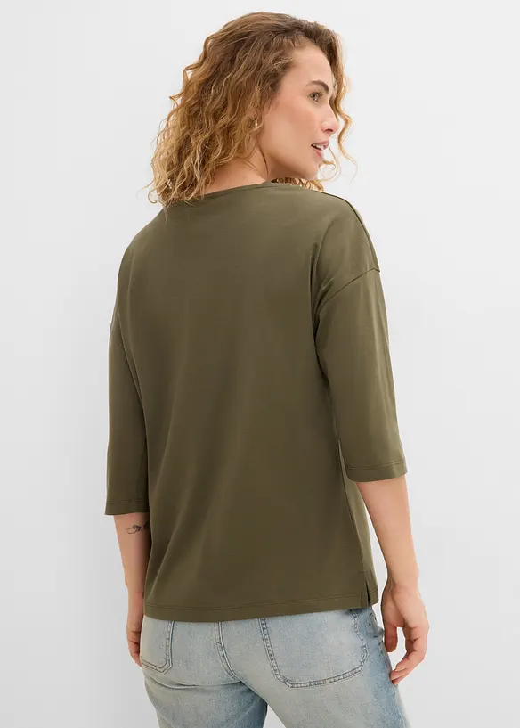 Shirt aus schwerer Baumwolle in grün von hinten (im Anschnitt) - bonprix