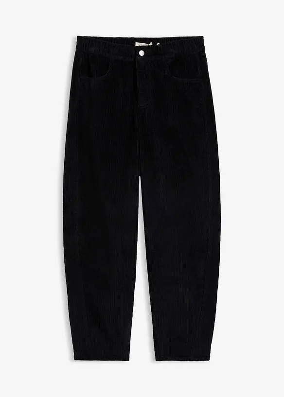 Barrel-Cordhose aus Baumwoll-Mix in schwarz von vorne - bonprix Barrel-Cordhose aus Baumwoll-Mix in schwarz von vorne - bonprix