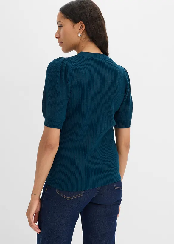 Pullover mit Schleifen-Applikation in petrol von hinten (im Anschnitt) - bonprix Pullover mit Schleifen-Applikation in petrol von hinten (im Anschnitt) - bonprix