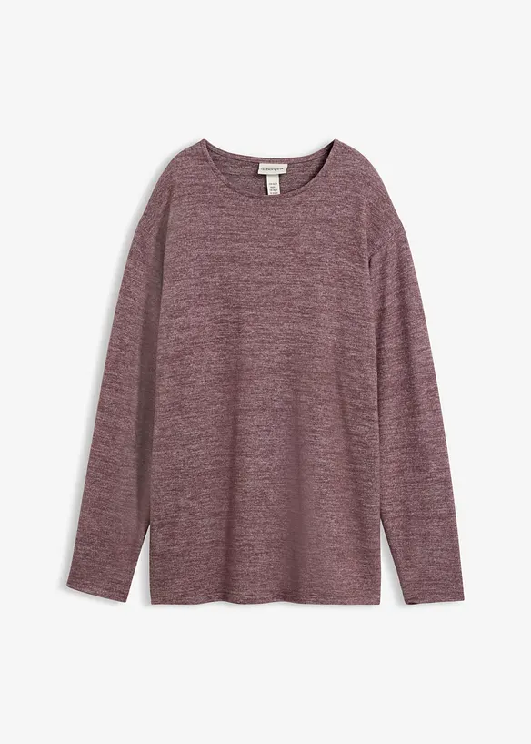 Long-Sweatshirt in Strickoptik in lila von vorne - bonprix