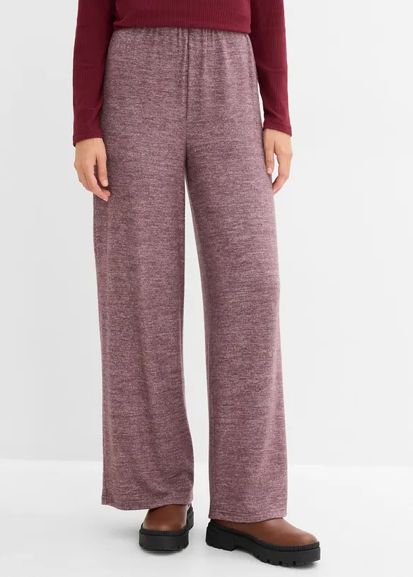Palazzo-Hose in Strickoptik in lila von vorne - bonprix Palazzo-Hose in Strickoptik in lila von vorne - bonprix