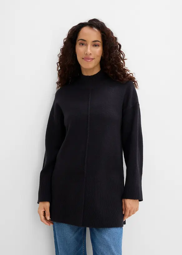 Oversize-Pullover in schwarz von vorne (im Anschnitt) - bonprix