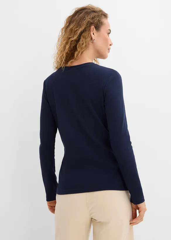 Langarmshirt in blau von hinten (im Anschnitt) - bonprix Langarmshirt in blau von hinten (im Anschnitt) - bonprix
