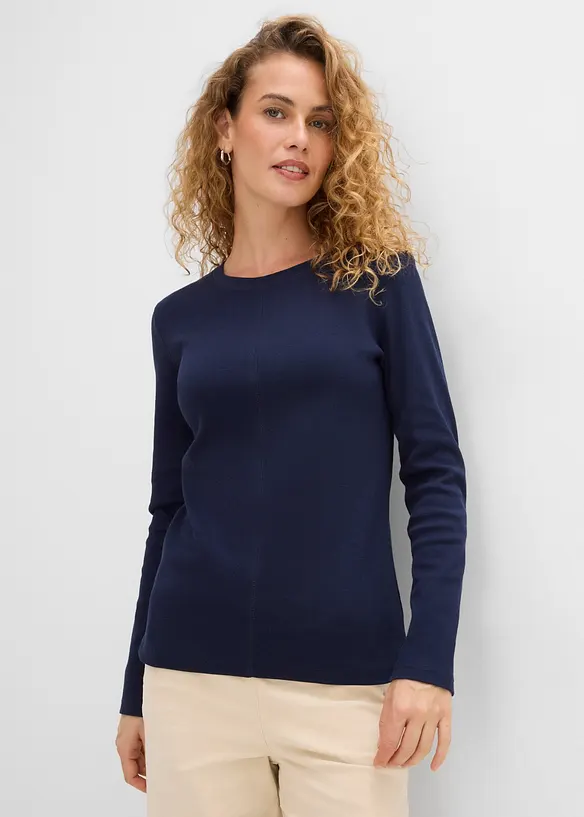 Langarmshirt in blau von vorne (im Anschnitt) - bonprix Langarmshirt in blau von vorne (im Anschnitt) - bonprix