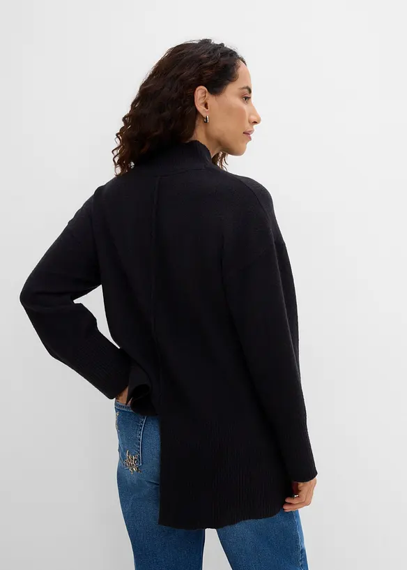 Oversize-Pullover in schwarz von hinten (im Anschnitt) - bonprix