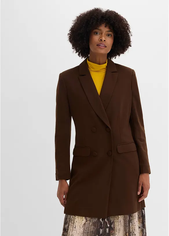 Longblazer aus Punto di Roma in braun von vorne (im Anschnitt) - bonprix