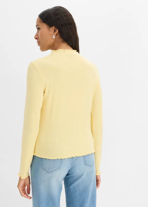 Figurbetontes Rippshirt in gelb von hinten (im Anschnitt) - bonprix Figurbetontes Rippshirt in gelb von hinten (im Anschnitt) - bonprix