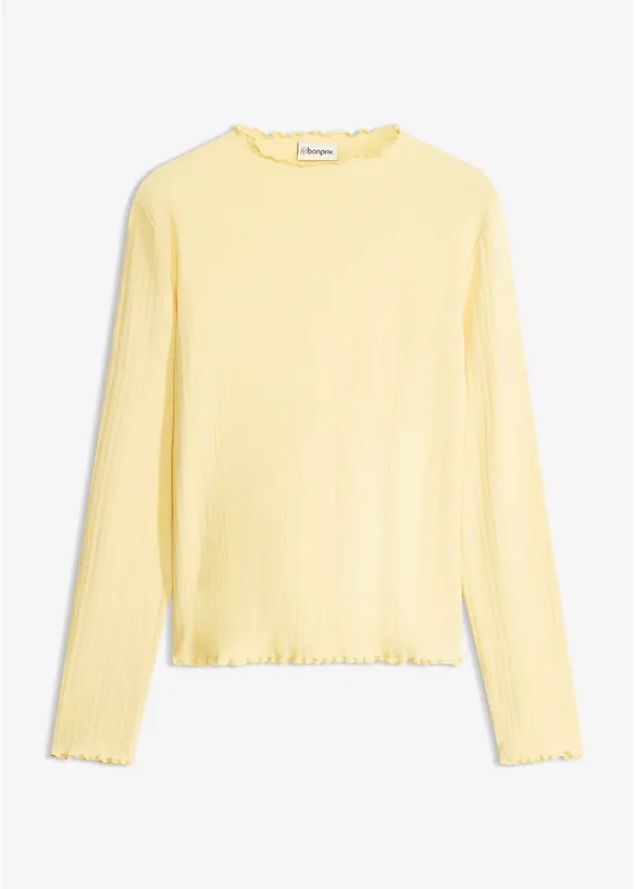 Figurbetontes Rippshirt in gelb von vorne - bonprix Figurbetontes Rippshirt in gelb von vorne - bonprix