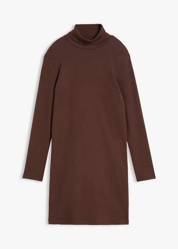 Jerseykleid aus Bio-Baumwolle in braun von vorne - bonprix