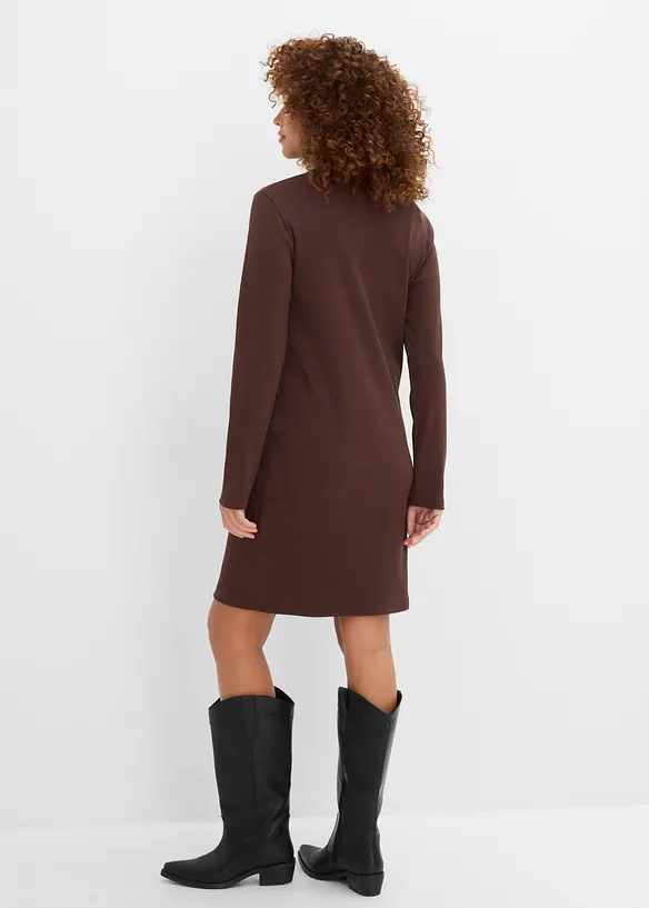 Jerseykleid aus Bio-Baumwolle in braun von hinten (Totalaufnahme) - bonprix