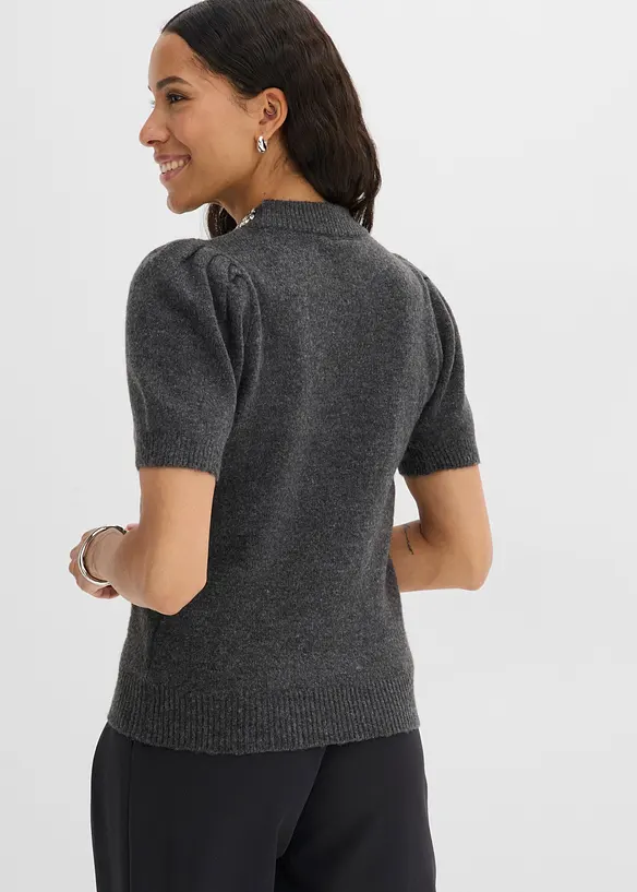 Pullover mit Strass-Applikation in grau von hinten (im Anschnitt) - bonprix