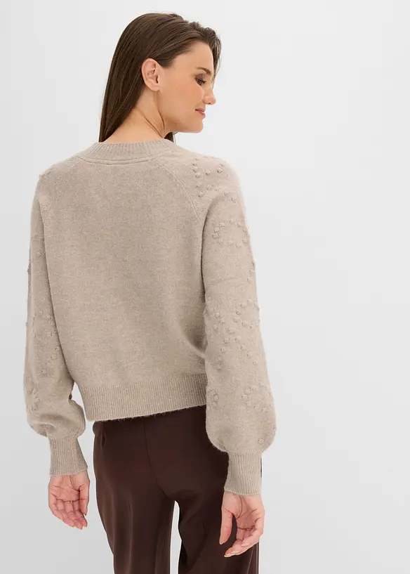 Texturierte Strickjacke in grau von hinten (im Anschnitt) - bonprix