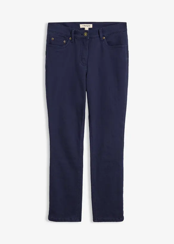 Twillhose aus elastischem Baumwoll-Mix in blau von vorne - bonprix