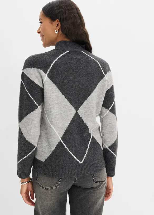 Oversize-Pullover in grau von hinten (im Anschnitt) - bonprix