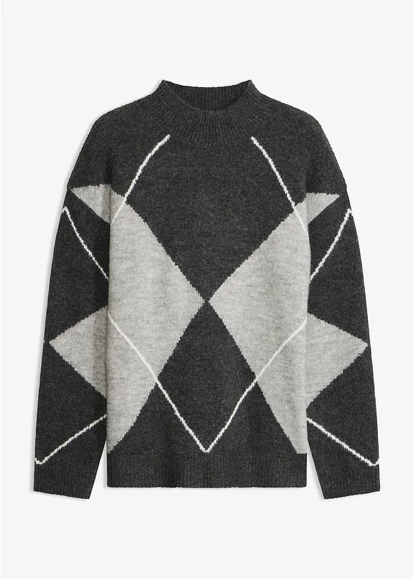 Oversize-Pullover in grau von vorne - bonprix
