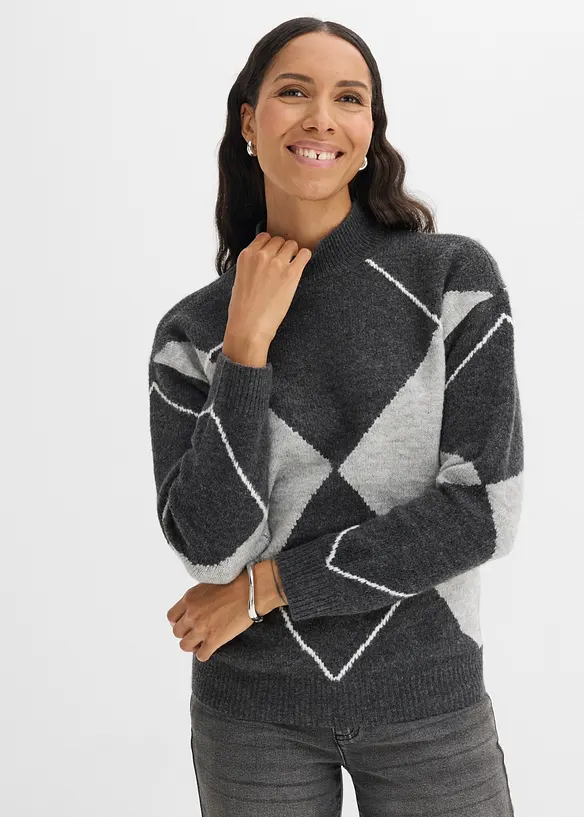 Oversize-Pullover in grau von vorne (im Anschnitt) - bonprix