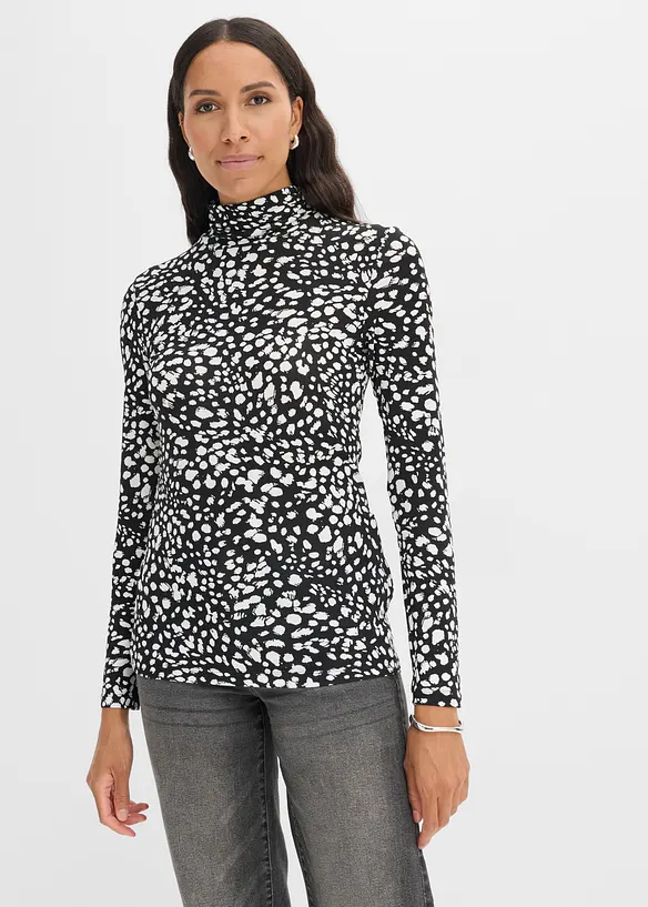 Langarmshirt aus softem Viskose-Mix in schwarz von vorne (im Anschnitt) - bonprix Langarmshirt aus softem Viskose-Mix in schwarz von vorne (im Anschnitt) - bonprix