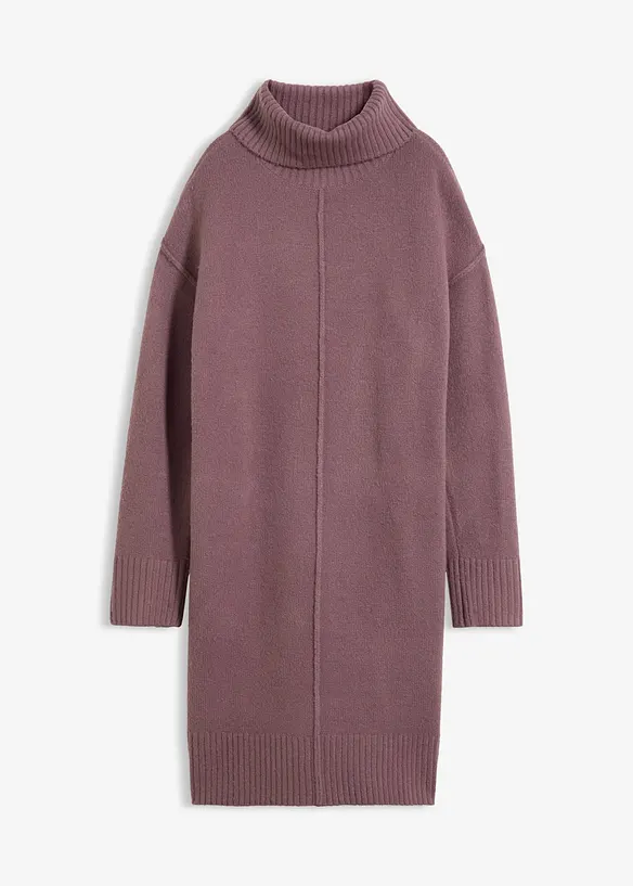 Strickkleid mit Ziernaht in lila von vorne - bonprix