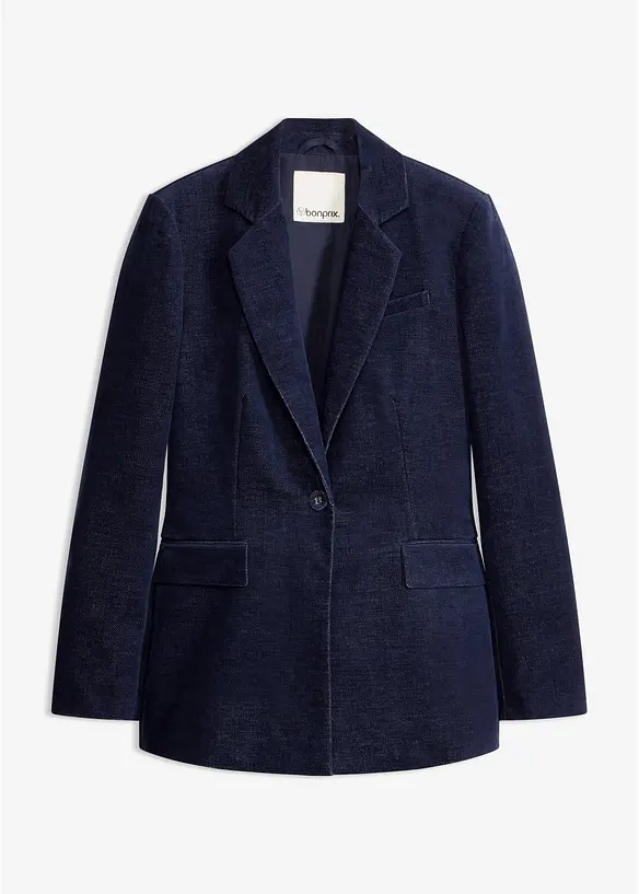 Blazer aus Cordsamt in blau von vorne - bonprix