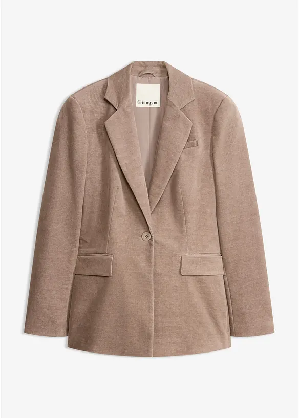 Blazer aus Cordsamt in braun von vorne - bonprix