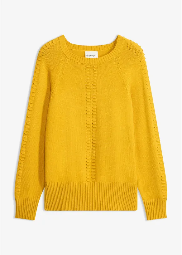 Fledermaus-Pullover mit Viskose-Anteil in gelb von vorne - bonprix