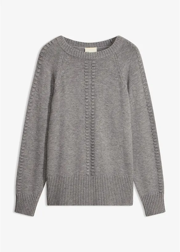 Fledermaus-Pullover mit Viskose-Anteil in grau von vorne - bonprix