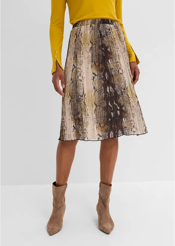 Crashed-Chiffonrock mit Glitzerfäden in schwarz von vorne - bonprix