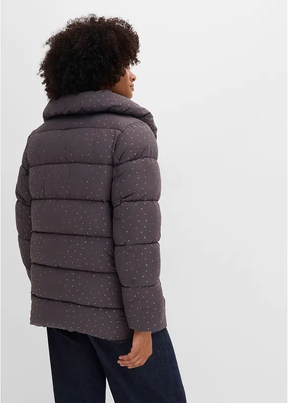 Steppjacke mit Glitzerdruck in grau von hinten (im Anschnitt) - bonprix