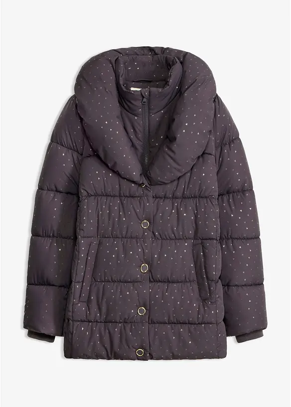 Steppjacke mit Glitzerdruck in grau von vorne - bonprix