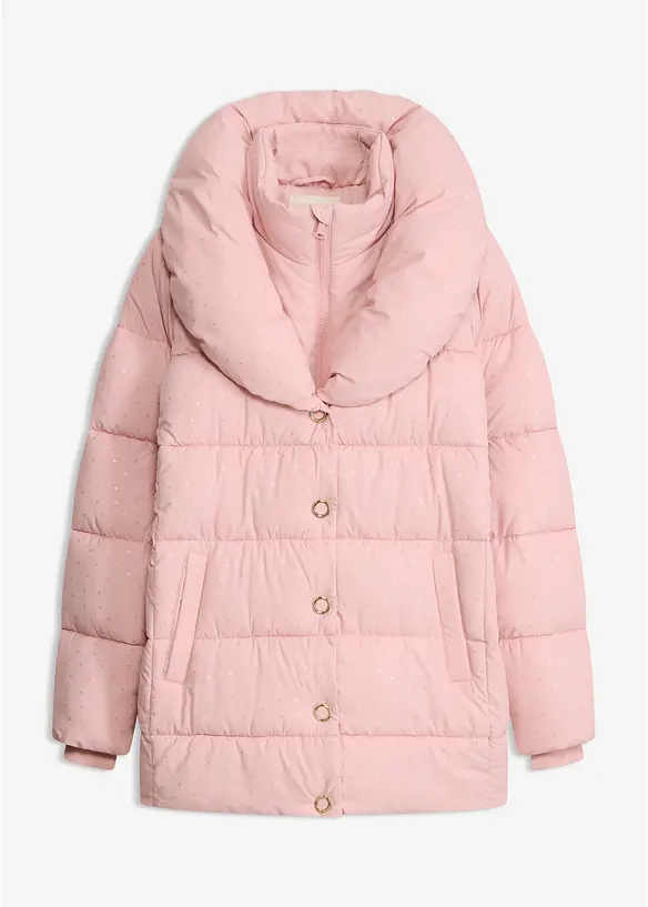 Steppjacke mit Glitzerdruck in rosa von vorne - bonprix