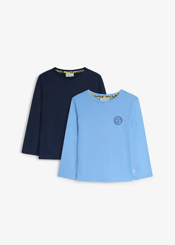 Lurchi Langarmshirt aus weicher Bio-Baumwolle (2er Pack) in blau von vorne - Lurchi Lurchi Langarmshirt aus weicher Bio-Baumwolle (2er Pack) in blau von vorne - Lurchi