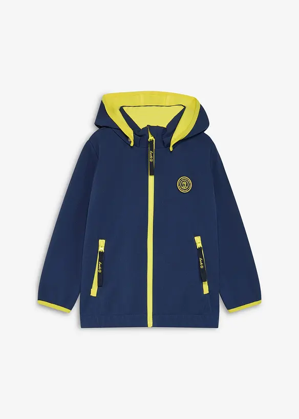 Lurchi Softshelljacke mit Kontrastdetails, wasserabweisend in blau von vorne - Lurchi Lurchi Softshelljacke mit Kontrastdetails, wasserabweisend in blau von vorne - Lurchi