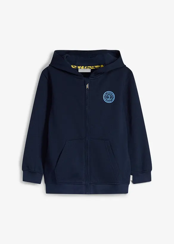 Lurchi Kapuzen-Sweatjacke aus weicher Bio Baumwolle in blau von vorne - Lurchi Lurchi Kapuzen-Sweatjacke aus weicher Bio Baumwolle in blau von vorne - Lurchi