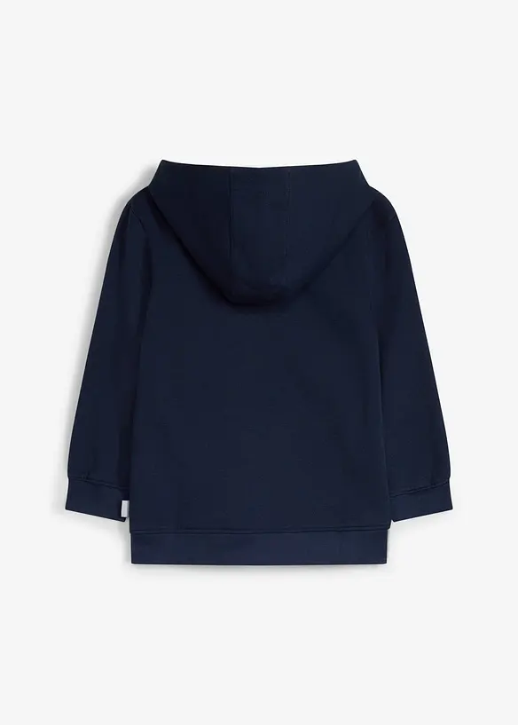 Lurchi Kapuzen-Sweatjacke aus weicher Bio Baumwolle in blau von hinten - Lurchi Lurchi Kapuzen-Sweatjacke aus weicher Bio Baumwolle in blau von hinten - Lurchi