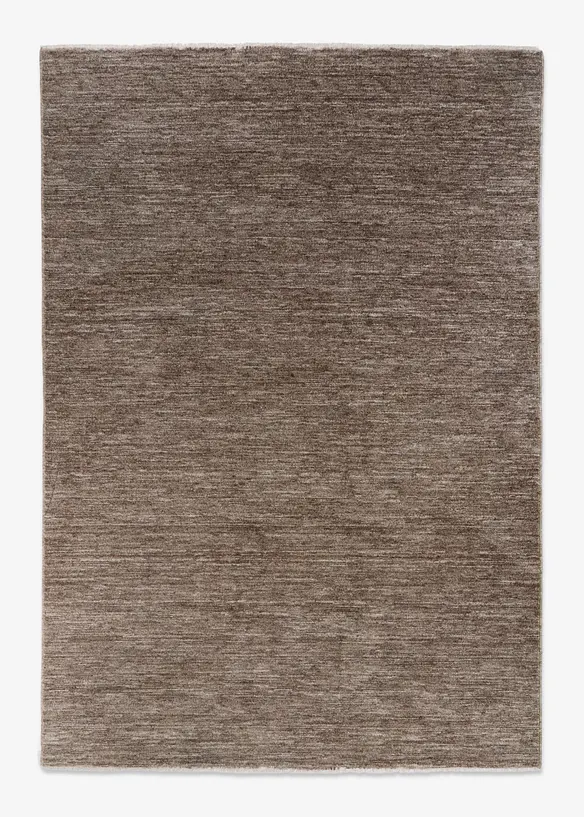 Teppich mit weicher Oberfläche und Fransen in braun von vorne - bonprix
