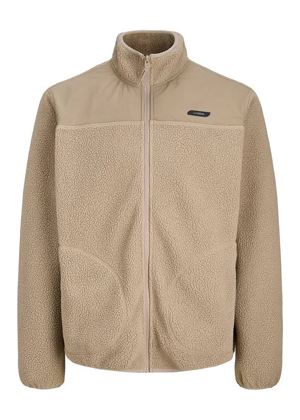 JJ REBEL Teddy-Fleece Jacke in grau von vorne - JJ REBEL