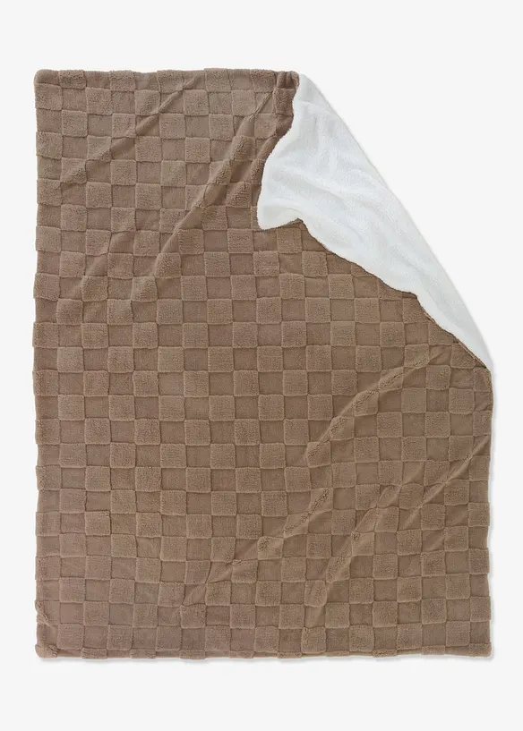 Kuscheldecke mit Teddyfell Rückseite in braun von vorne - bonprix