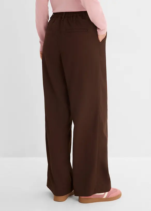 Marlenehose mit Gummibund in braun von hinten - bonprix