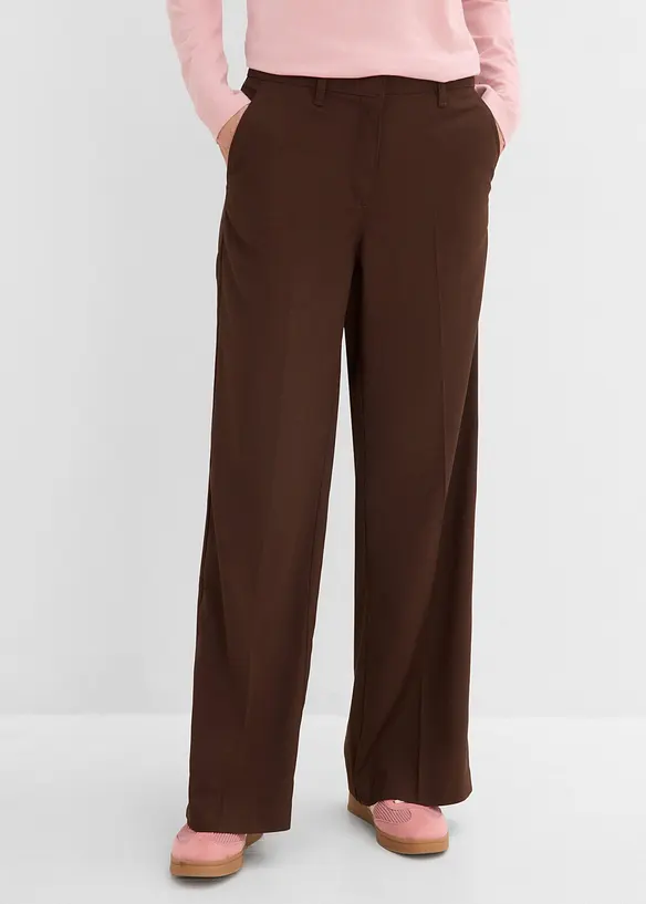 Marlenehose mit Gummibund in braun von vorne - bonprix