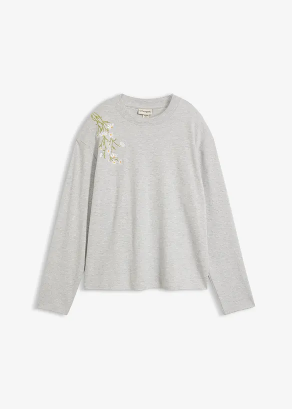 Langarmshirt mit schwerer Bio-Baumwolle in grau von vorne - bonprix Langarmshirt mit schwerer Bio-Baumwolle in grau von vorne - bonprix