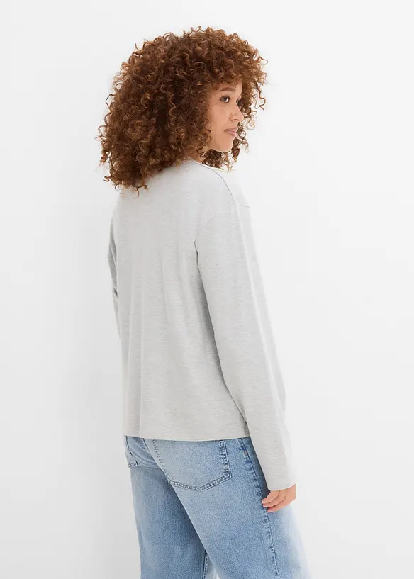 Langarmshirt mit schwerer Bio-Baumwolle in grau von hinten (im Anschnitt) - bonprix Langarmshirt mit schwerer Bio-Baumwolle in grau von hinten (im Anschnitt) - bonprix