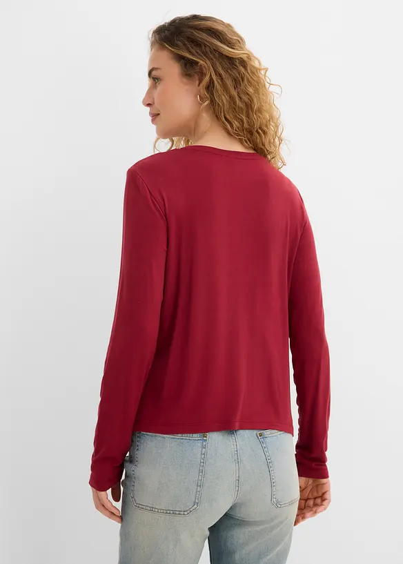 Langarmshirt aus elastischem Viskose-Mix in rot von hinten (im Anschnitt) - bonprix Langarmshirt aus elastischem Viskose-Mix in rot von hinten (im Anschnitt) - bonprix