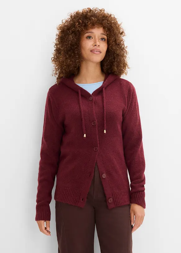 Strickjacke mit Kapuze in rot von vorne (im Anschnitt) - bonprix Strickjacke mit Kapuze in rot von vorne (im Anschnitt) - bonprix