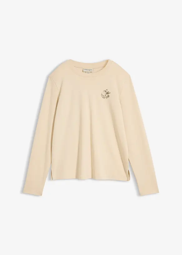Langarmshirt aus schwerer Bio-Baumwolle in beige von vorne - bonprix Langarmshirt aus schwerer Bio-Baumwolle in beige von vorne - bonprix